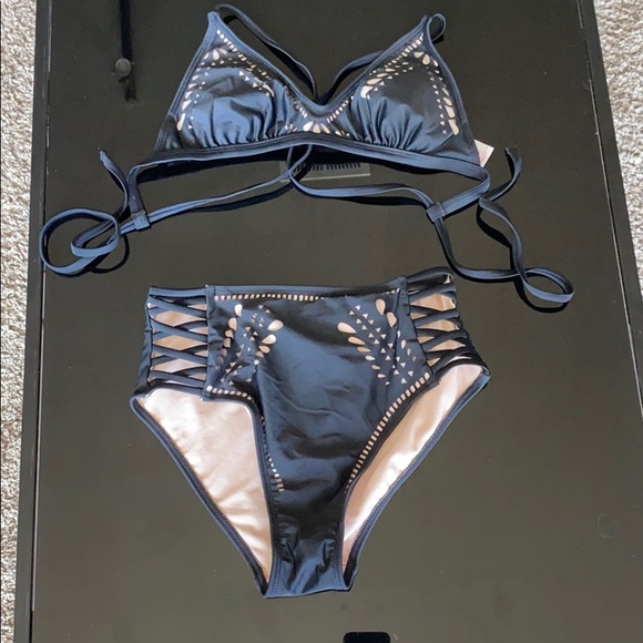 Black and Tan swim suit set - Picture 1 of 4
